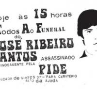Uma das tarjetas espalhadas em Lisboa convocando para o funeral de Ribeiro Santos