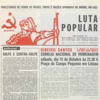 Primeira página do "Luta Popular", órgão central do MRPP, n.º 32, de 10-10-1974