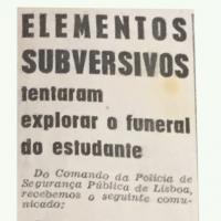 Recorte do jornal fascista "Época", de 15-10-1972, que publica o comunicado da PSP de Lisboa sobre o funeral de Ribeiro Santos