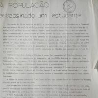 Comunicado "À População / assassinado um estudante", 12 de outubro de 1972 (AHS)