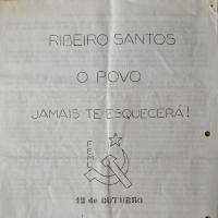 Convocatória para as manifestações do 1.º aniversário do assassinato de Ribeiro Santos pela PIDE/DGS (AHS)