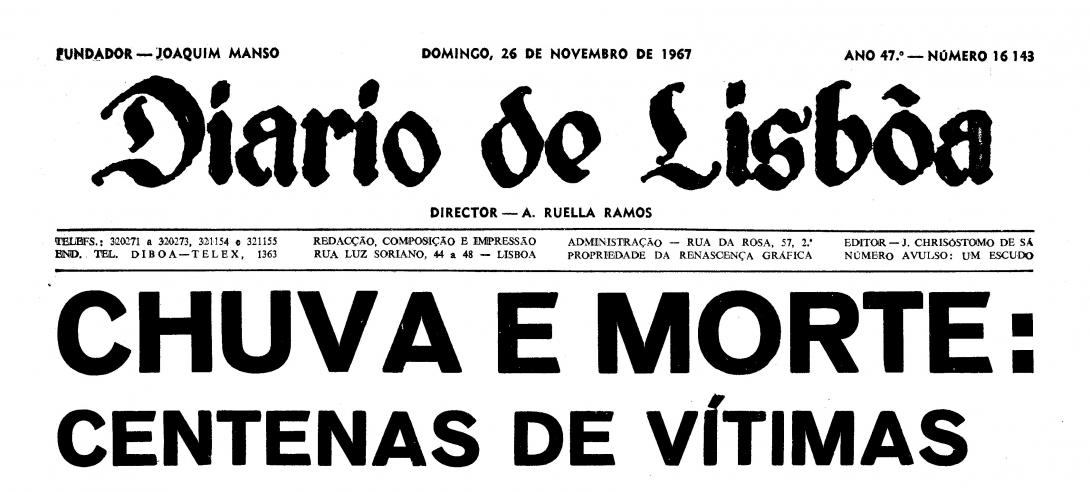 Título da 2.ª edição do Diário de Lisboa de 26 de novembro de 1967